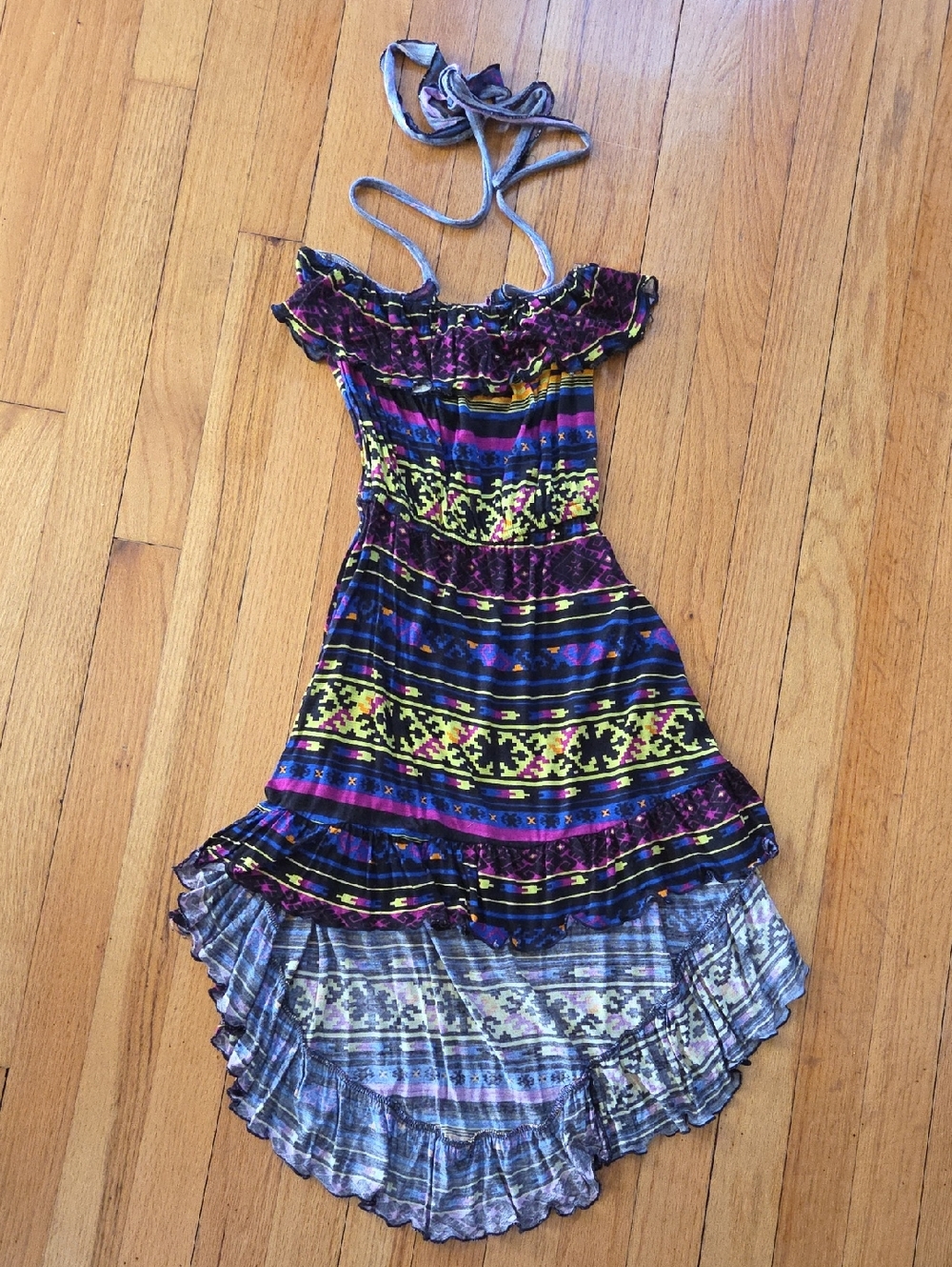 Lori & Jane NEW Girls Tween Boho Tribal Print High-Low Halter Dress 8/10